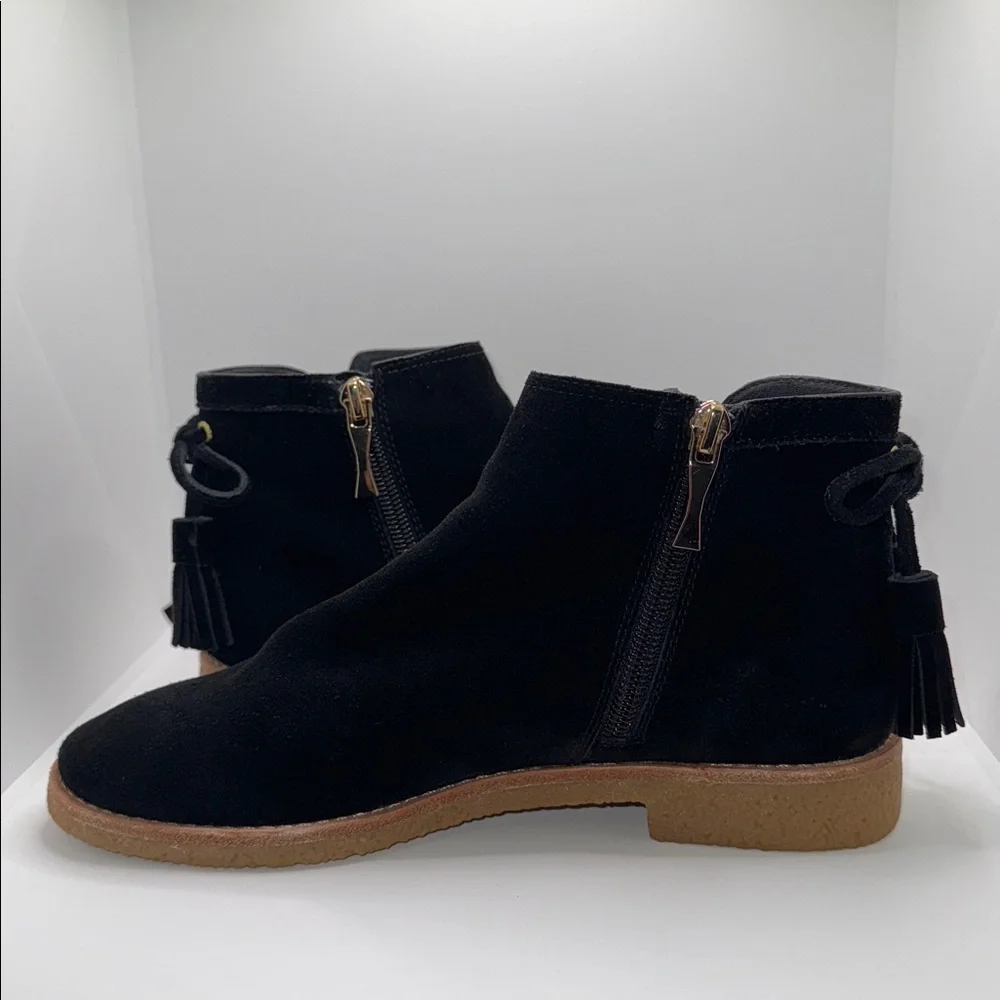 Kate Spade Belleville Too Suede Ankle Boots Booties w Tassel Women’s 6.5 Black